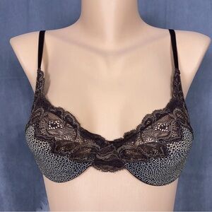 Vintage Calvin Klein Bra F2331 Cheetah Print 34B Unlined Underwire Viscose Blend